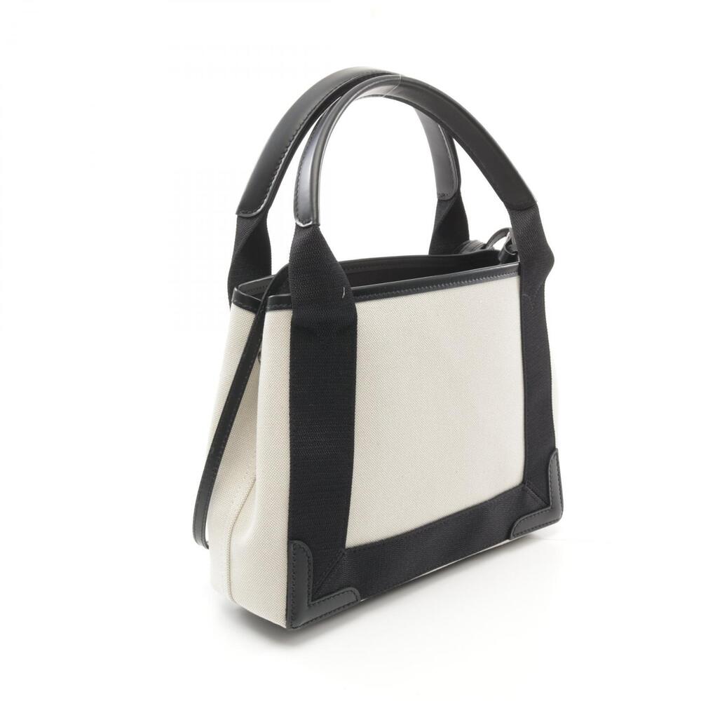 Balenciaga Navy Blue Cabas XS Handbag Canvas Leather Ivory White Black - Picture 2 of 4